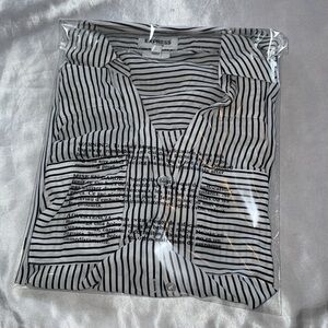NWOT - Express - Portfolio - Button-Up Blouse - White/Black Stripe